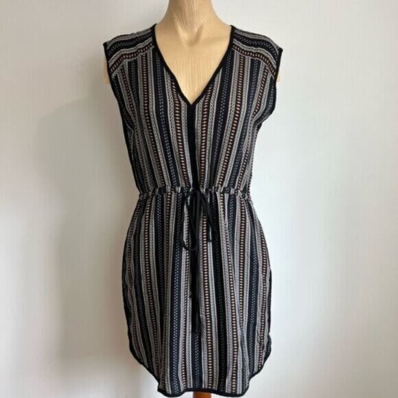 Melissa Nepton Women’s Medium Black Roxy Hi Low Short Dress Tie Short Sleeve - Picture 1 of 16